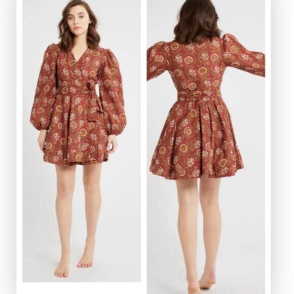 NWT Mille Nan Wrap Dress in Cinnabar Medium $298 - Picture 9 of 9